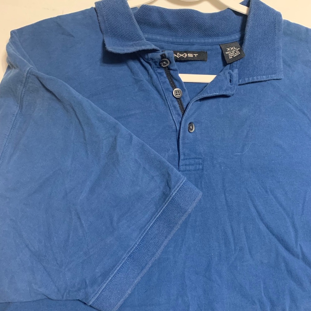 Axist Mens XXL Blue Short Sleeve 100%‎ Cotton Polo Shirt RN 68924